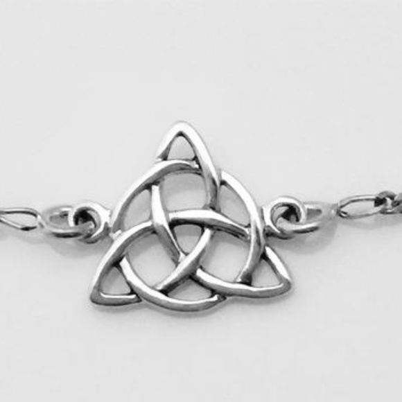 Triquetra Anklet .925 Sterling Silver Trinity Celtic Irish Goddess Peter Stone - Picture 2 of 7